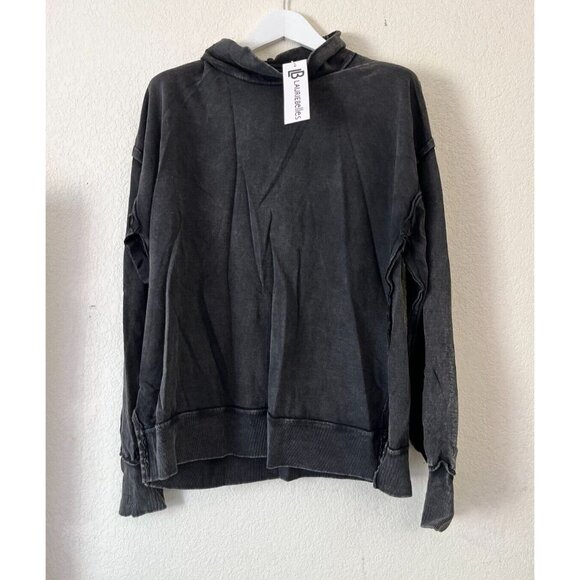 Chelsea DeBoer by Lily & Lottie Womens Washed Black Sweatshirt XL/2XL Cozy New - Picture 1 of 9